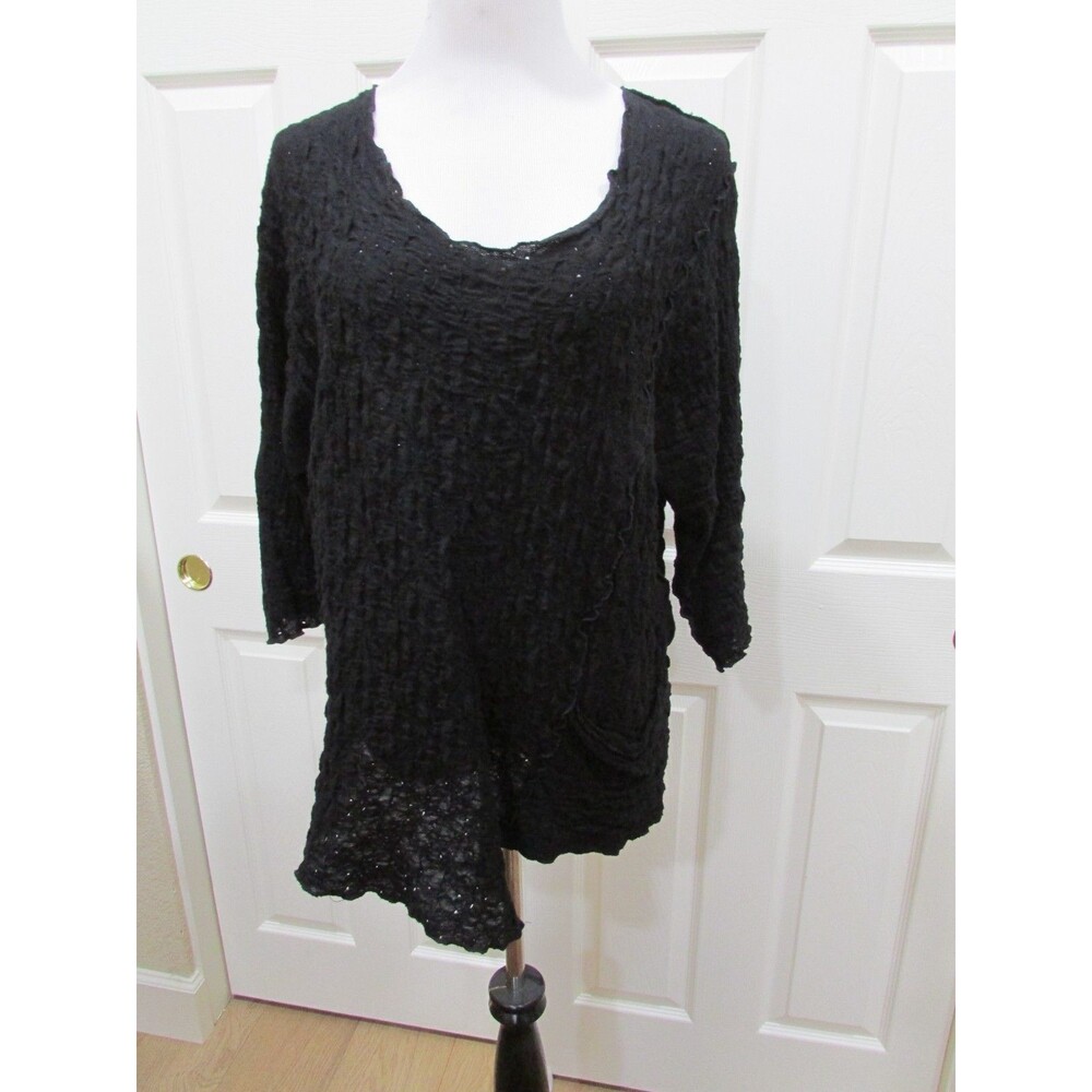 NOBLU BLACK  COTTON/ SPANDEX ASYMMETRICAL TUNIC/TOP SIZE S NEW WITH TAGS